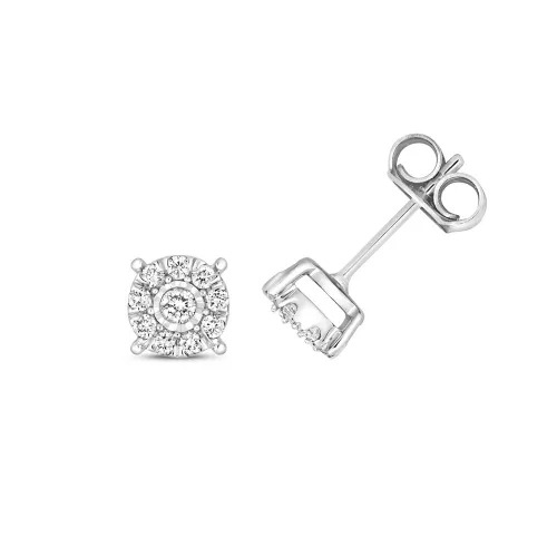 Diamond Brilliant Illusion Studs 0.20ct White Gold